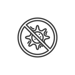 No bacteria line icon. Antibacterial linear style sign for mobile concept and web design. No virus outline vector icon. Hygiene symbol, logo illustration. Vector graphics