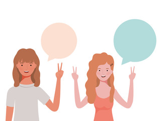 women with speech bubble avatar character