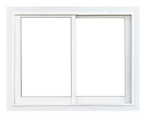 Double pane sliding plastic window isolated on white background, residental house clean element for...