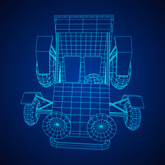 Off road dune buggy car. Terrain vehicle. Outdoor car racing, extreme sport oncept. Wireframe low poly mesh vector illustration