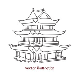 Fototapeta na wymiar vector sketch of chinese pagoda