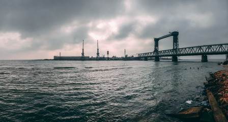 Large drawbridge in Zatoka, Ukraine