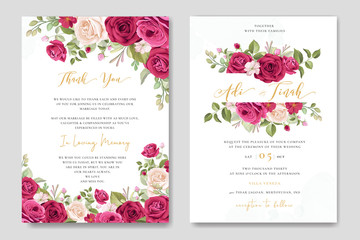 floral wedding card with beautiful roses frame template