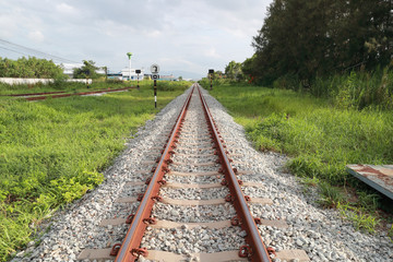 Obraz premium close up image of railway with sun flare