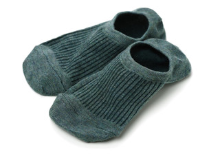 Invisible ladies shoes socks in different colors isolated on white background