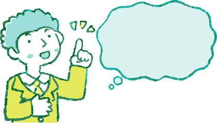 Cute Pop Illustration of a Businessman who responds sideways with Speech Balloon set