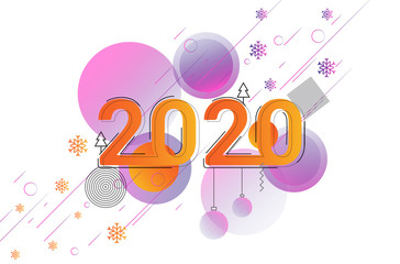 Fototapeta premium 2020 Happy New Year background. Vector illustration 2020 Happy New year and merry Christmas. for your flyers and brochures postcards design