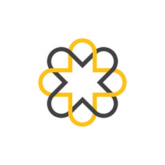 colorful flower swirl overlapping line design vector