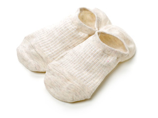 Invisible ladies shoes socks in different colors isolated on white background