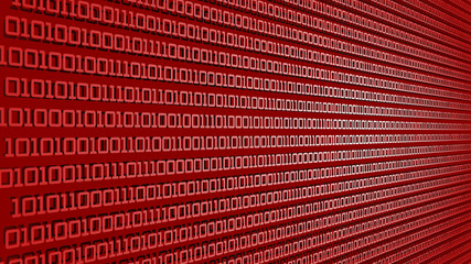 cyberspace concept with data and red numbers - 3D Illustration