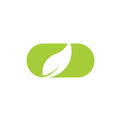 capsule leaf negative space design logo vector