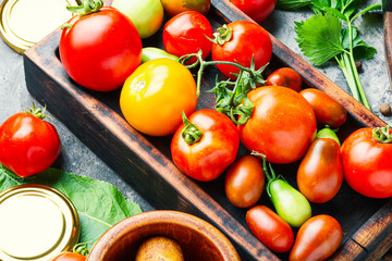 Autumn canning tomatoes