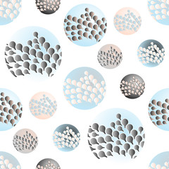 abstract bubbles seamless pattern in clear blue shades