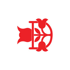 letter d flower beauty symbol decoration logo vector