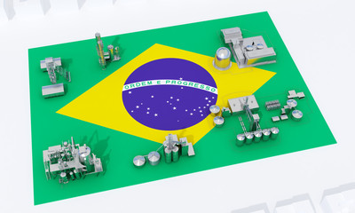 industrial plants on flag Brazil