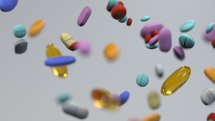 confetti pills swirl floating diverse treatment supplements
