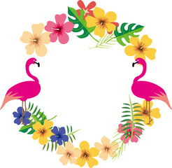 ハイビスカスとフラミンゴ