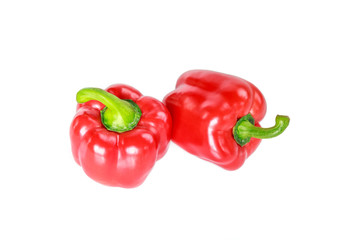 red bell pepper on white background.