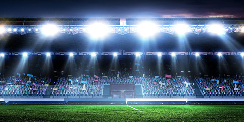 Full night football arena in lights