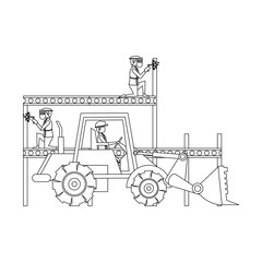 construction architectural engineering work cartoon in black and white