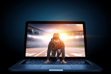 Young man in virtual reality