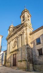 Fototapeta na wymiar View at the Church of San Miguel in the streets of Santiago de Compostela in Spain