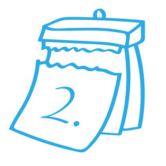 Handgezeichneter Kalender - Tag 02 in blau