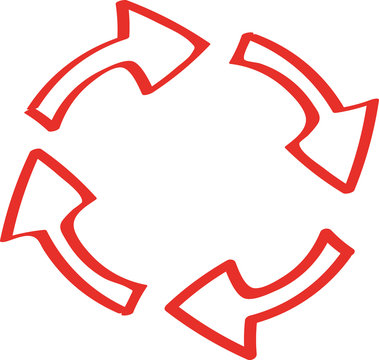 Handgezeichnete Pfeile im Kreis in rot