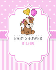 Baby shower card. Cute dog