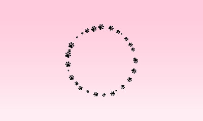 Paw foot trail print of dog and cat with round shape vector illustration.