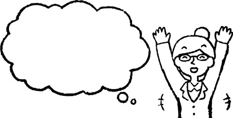 illustration of Upper body of Business woman face and pose with Speech Balloon