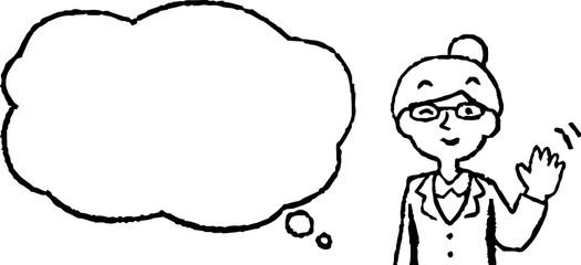 illustration of Upper body of Business woman face and pose with Speech Balloon
