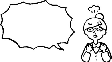 illustration of Upper body of Business woman face and pose with Speech Balloon