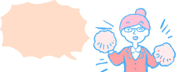 illustration of Upper body of Business woman face and pose with Speech Balloon