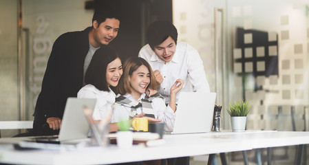Business team get excited after receive good news