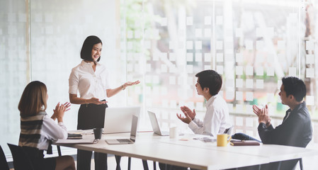 Businesswoman explaining her brilliant plan to her team member