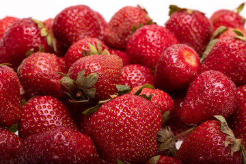 fresh ripe strawberries isolated on white background