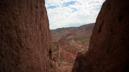 Panorama of Skazka aka Fairytale canyon, Issyk-Kul, Kyrgyzstan