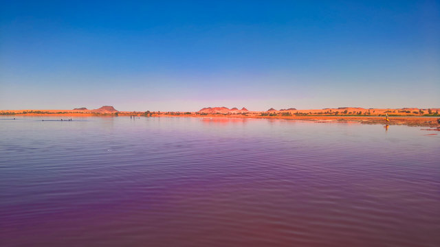 Panoramic view to Katam aka Baramar lake group of Ounianga kebir lakes at the Ennedi, Chad
