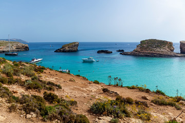 Fototapeta na wymiar Pure crystal water of Blue Lagoon on Malta