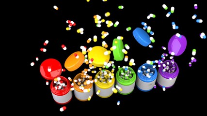 Colourful pills party drugs supplements