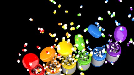 Colourful pills party drugs supplements