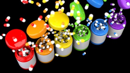 Colourful pills party drugs supplements