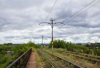 Old tram bridge passing over the railway, Salavat