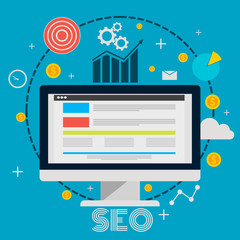 Illustration web analytics flat design seo optimization vector eps 10