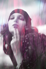 fashion woman portrait blur double exposure artistic