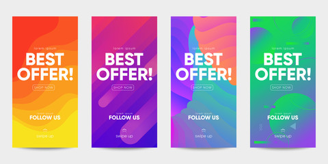 Set of sale banner for social media stories, web page and other pormotion for mobile. Eps10 vector.