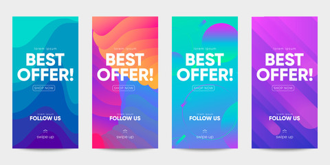 Set of sale banner for social media stories, web page and other pormotion for mobile. Eps10 vector.