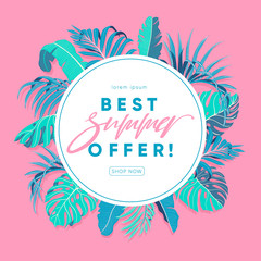 Summer Sale banner design. Best offer for summer sale promotion background. Eps10 vector.