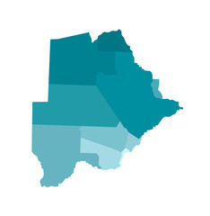 Vector isolated illustration of simplified administrative map of Botswana. ﻿Borders of the districts (regions). Colorful blue khaki silhouettes © Olli